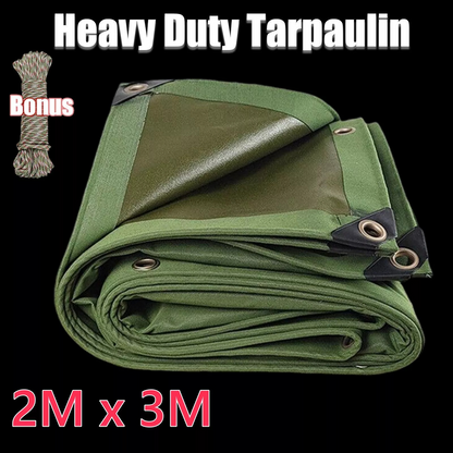 2M x 3M Sun Blocked Dustproof Army Waterproof Canvas Tarpaulin Heavy Duty
