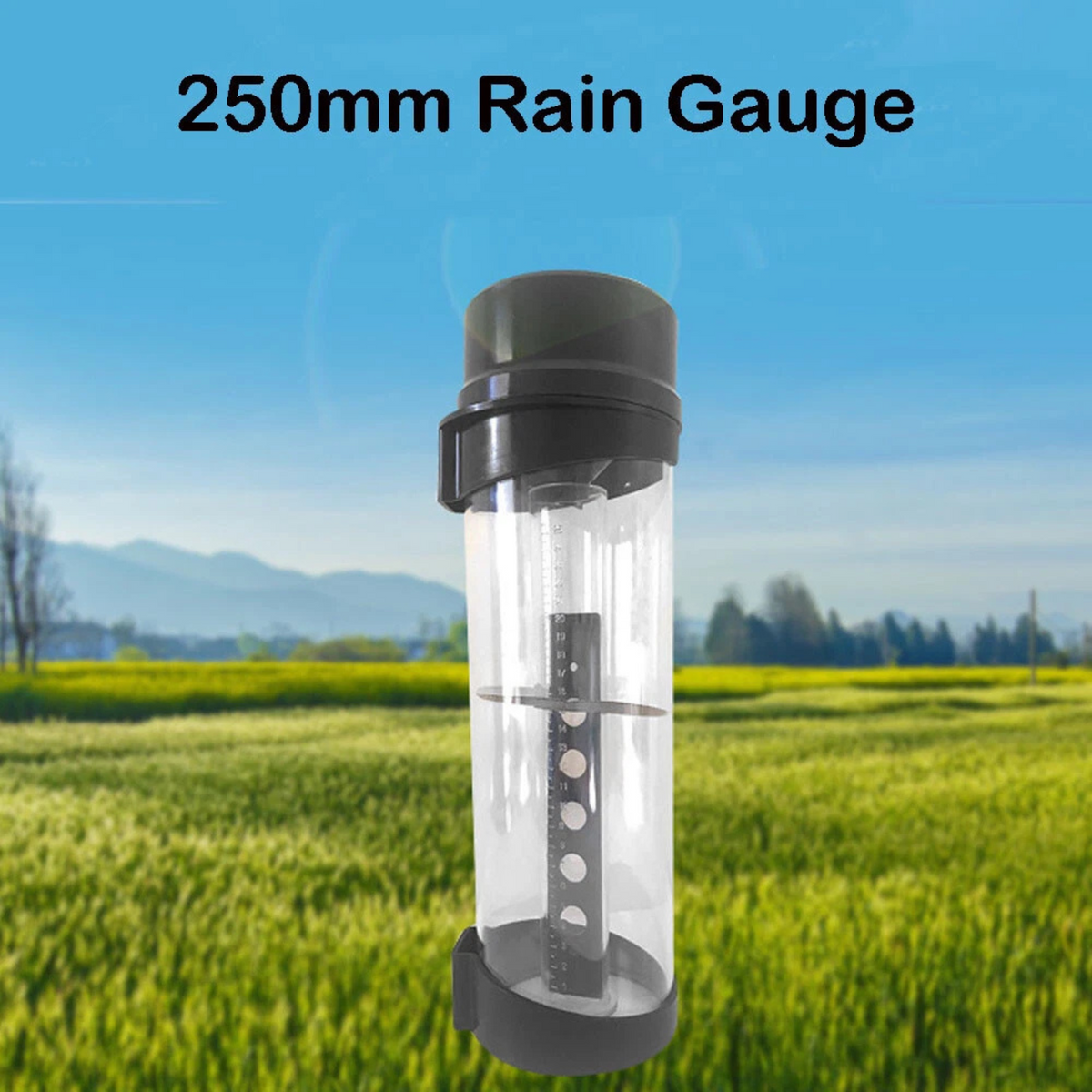 250mm Outdoor Rain Gauge with Clear Measurement Scale and Easy Mount