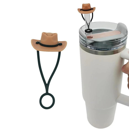 Coffee Cowboy Hat Silicone Straw Cover Cap Reusable Topper for 10mm