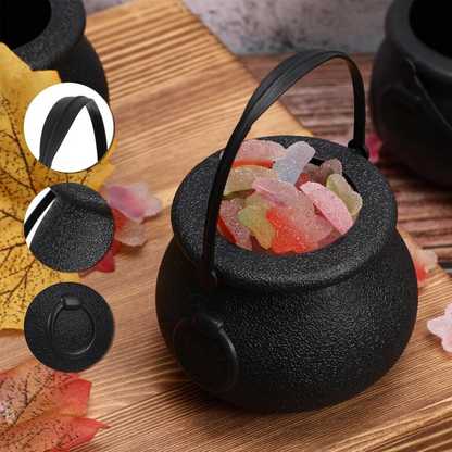 12x Black Flame Candy BucketHalloween Witch Lantern Portable Props Decor