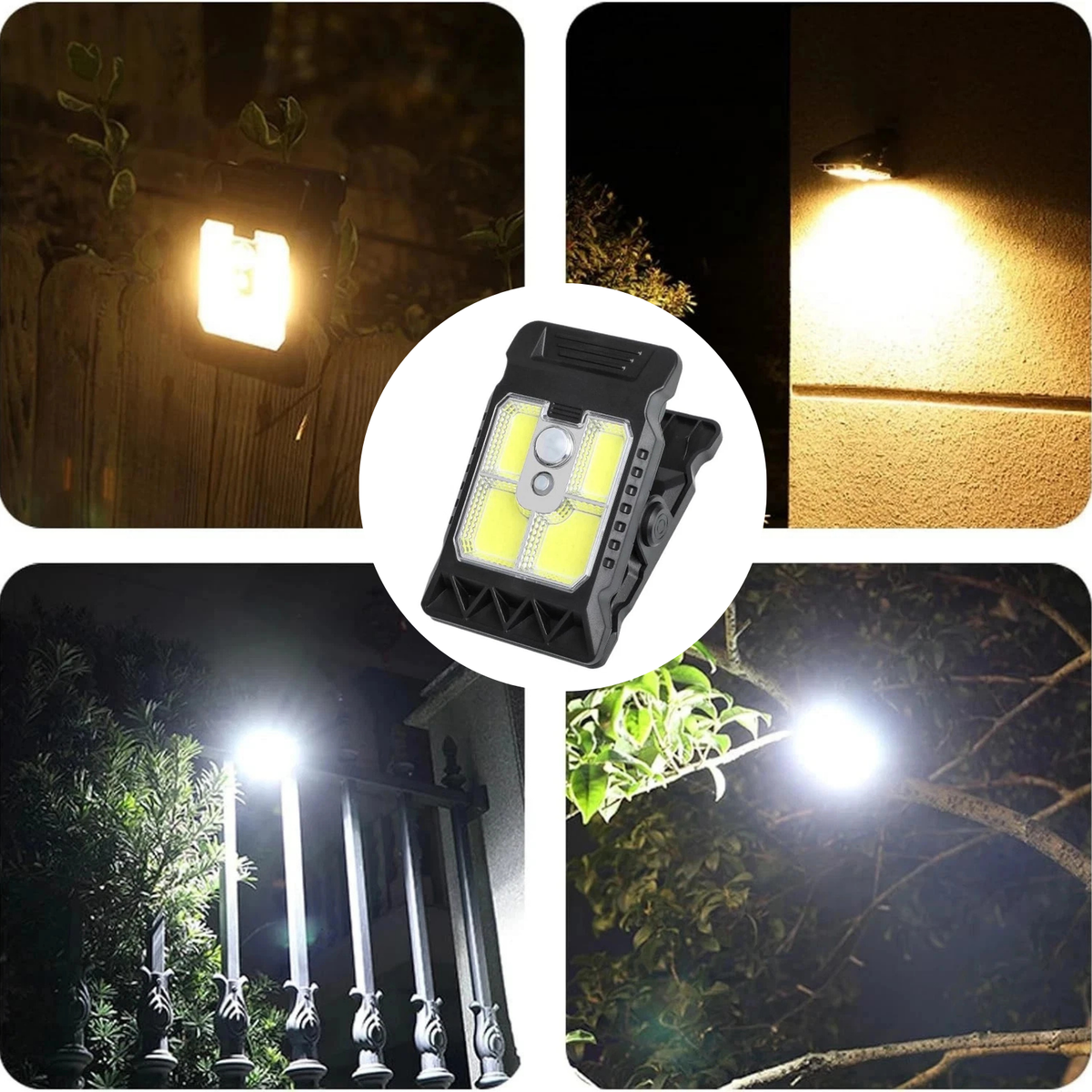 Solar Clip Light Outdoor Motion Sensor LED Lamp 500mAH Rechargeable