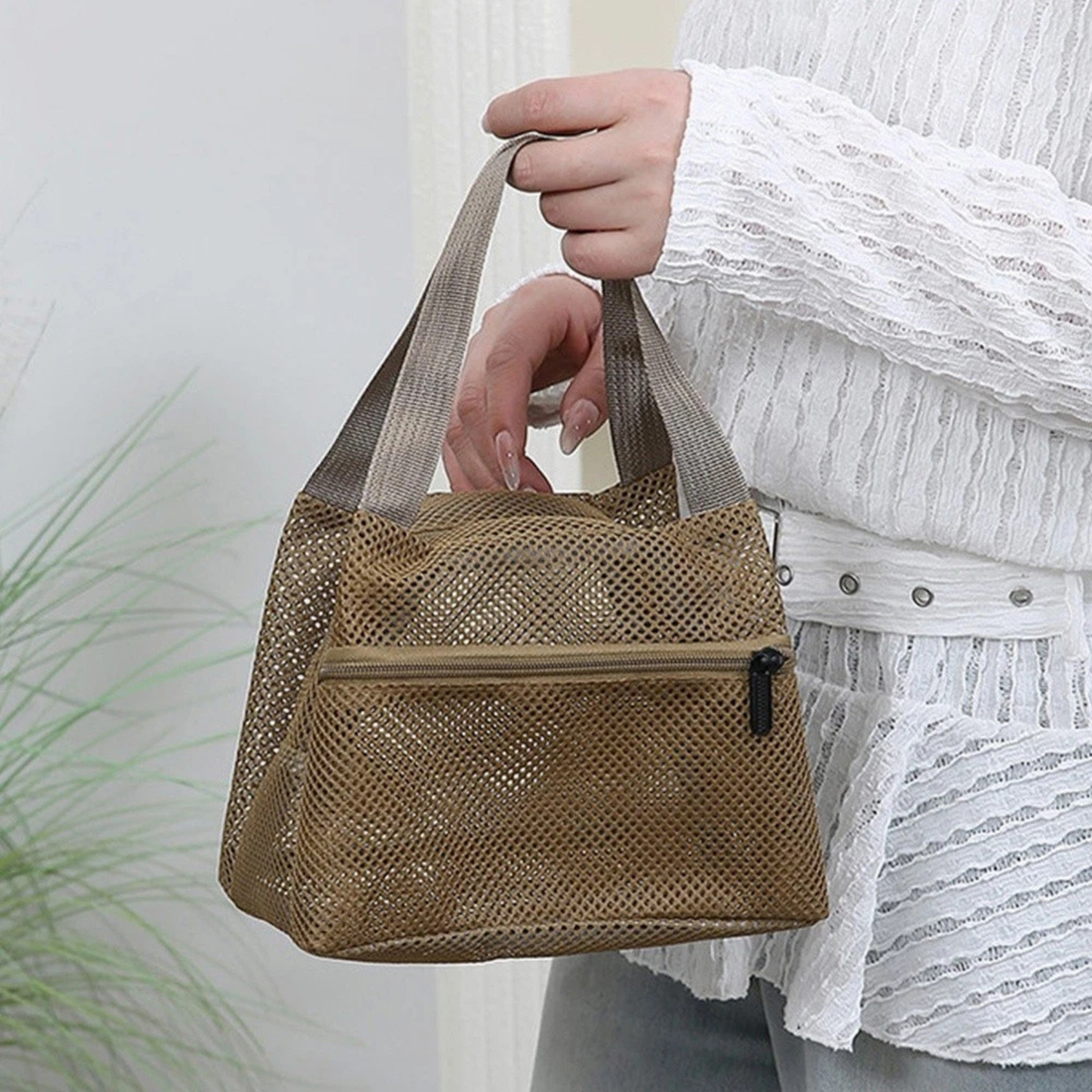 Capacity Large Wash Makeup Storage Bag Khaki Spacious Durable Travel Organizer