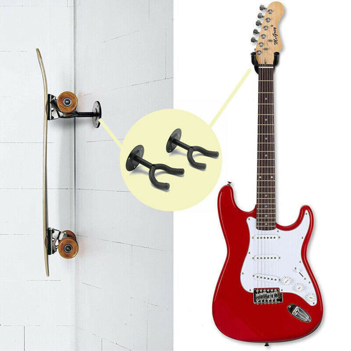 Wall Mount Guitar Holder Hook Rack 2pcs Guitar Hanger Padded Bracket Display