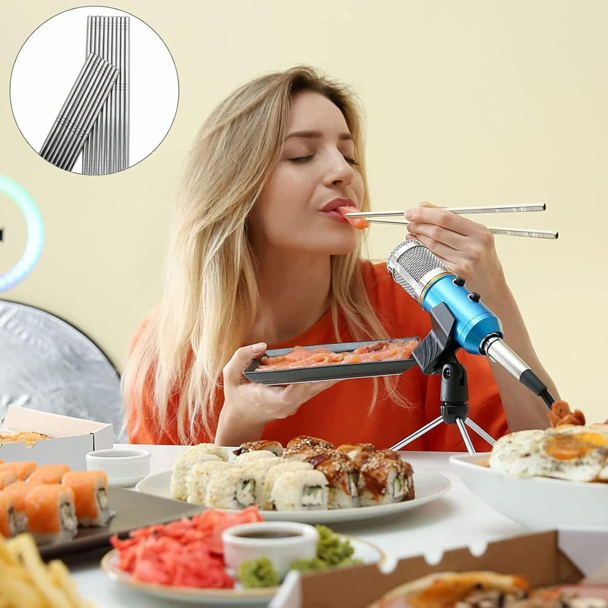 Stainless Steel Chopsticks 22.5cm Reusable Cutlery Asian Chinese Dinner 10 Pairs