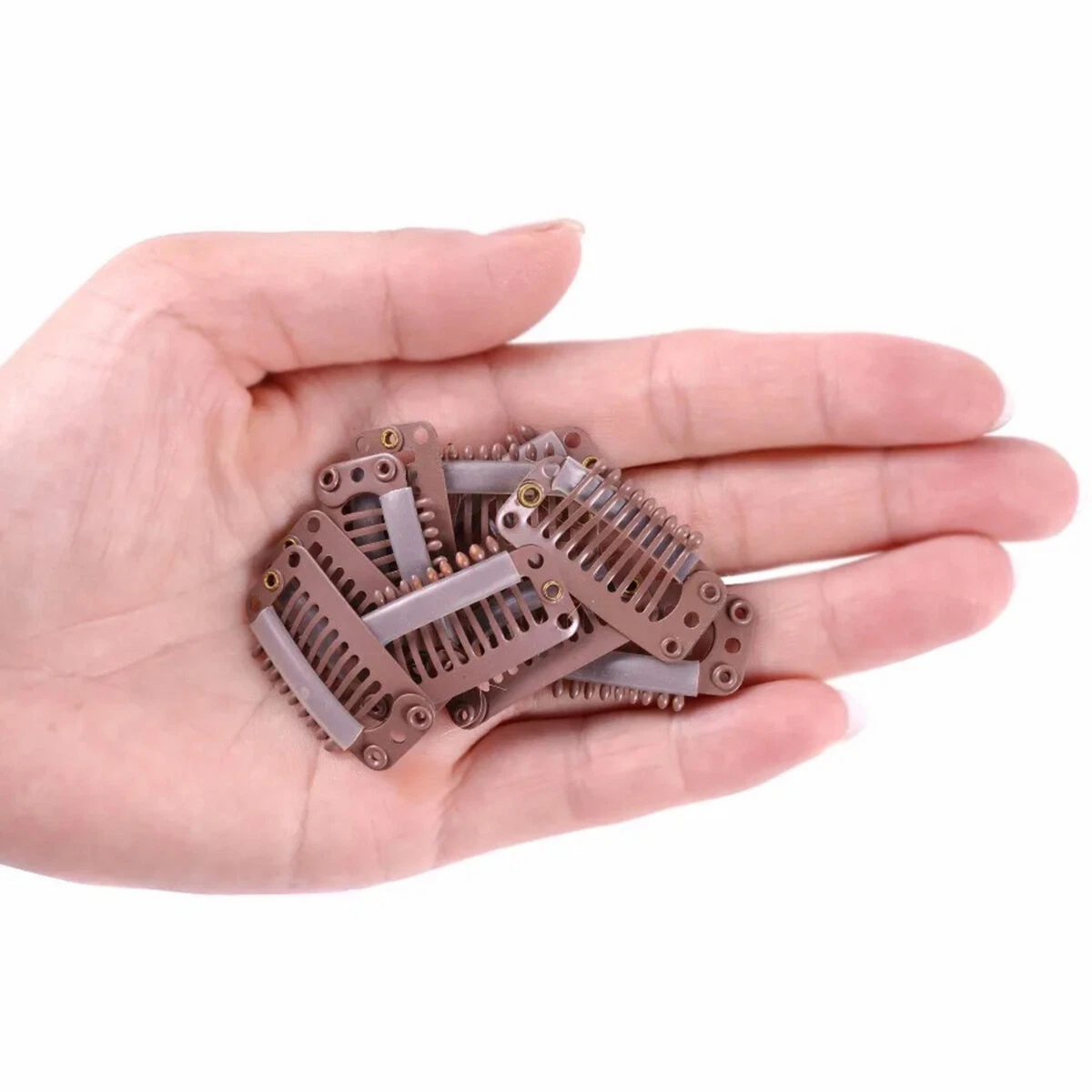 Light Brown Snap Wig Clips for Hair Extensions & Styling