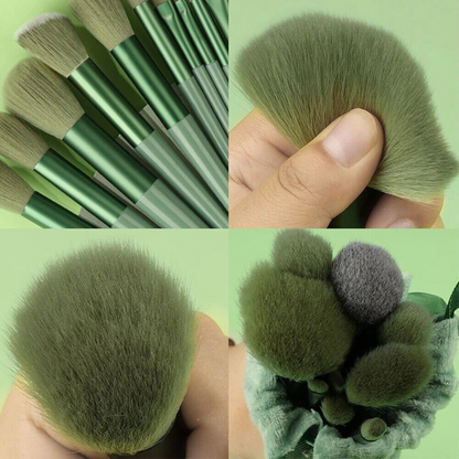 Green Cosmetic Make-up Brushes 13pcs Professional Makeup Brush Set Foundation