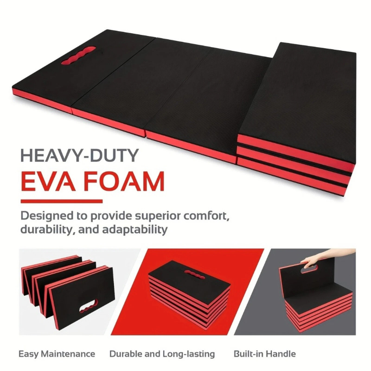 Waterproof Mechanic Folding Kneeling Pad Red Thick Foam Mat for Workshop