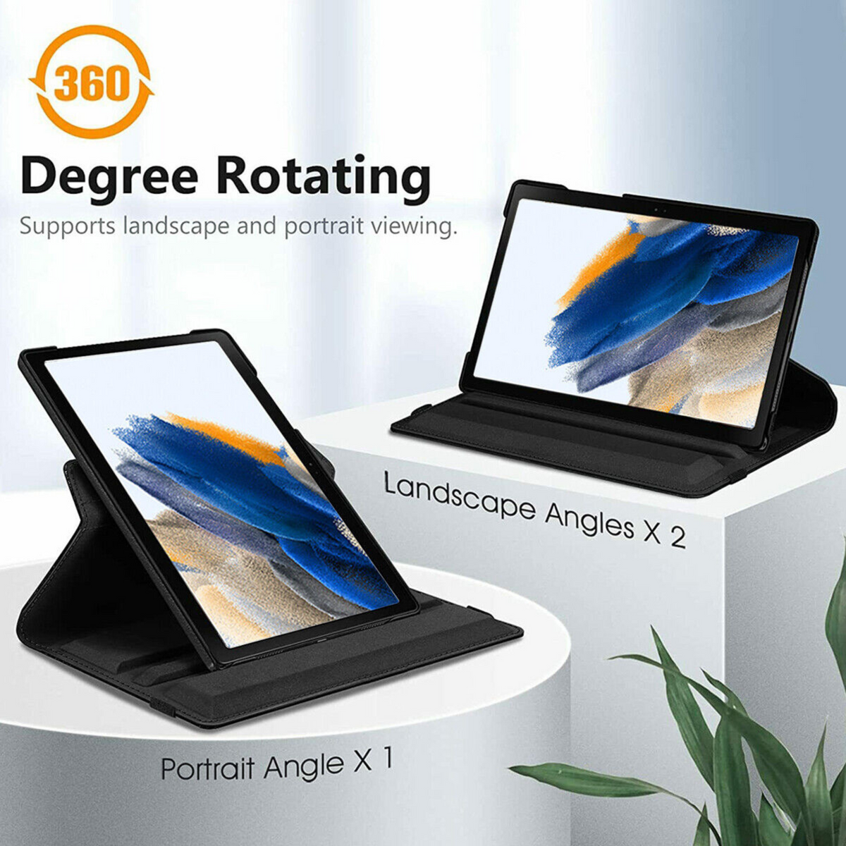 Leather Rotate Stand Cover Samsung Galaxy Tab A8 10.5 2022 Tablet Case Black