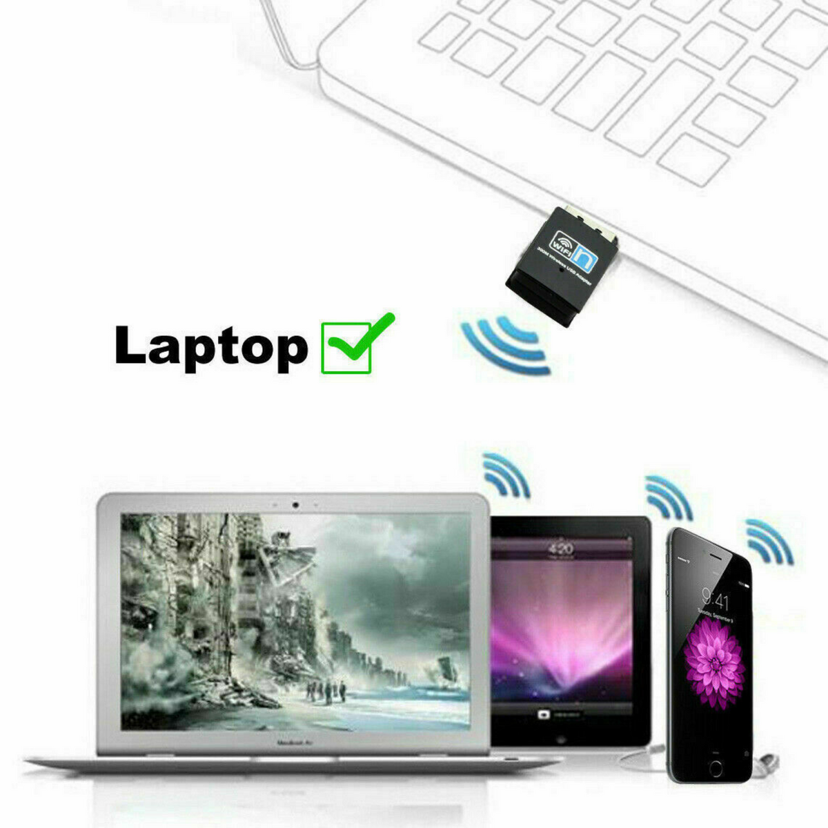 300Mbps Windows 10 WiFi Adapter Dongle Network LAN Card 802.11n USB Wireless