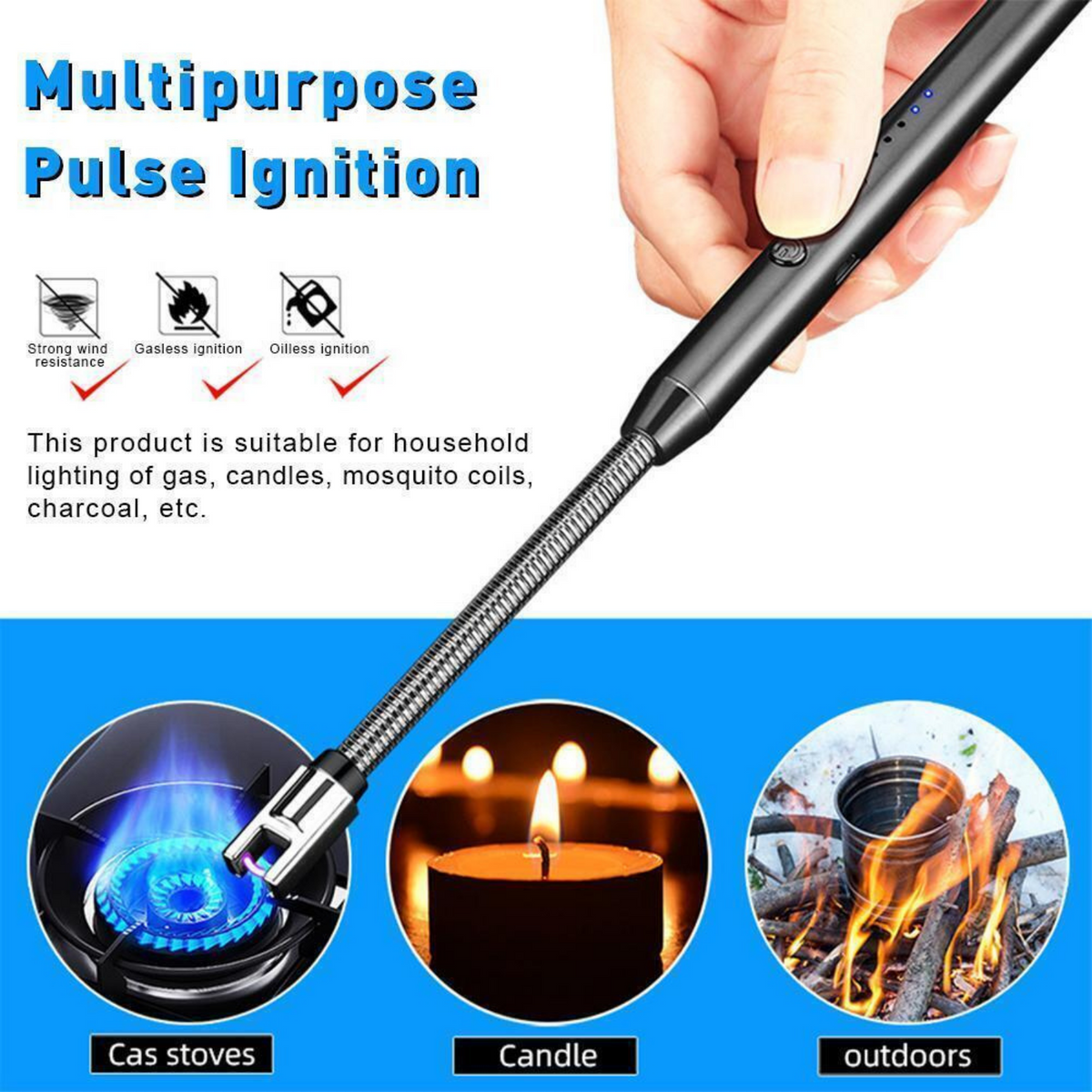 USB Lighter BBQ Windproof Kitchen Candle Rechargeable Plasma ARC Flameless