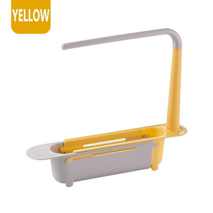 Expandable Drain Basket Organizer Telescopic Sink Rack Storage Holder Yellow