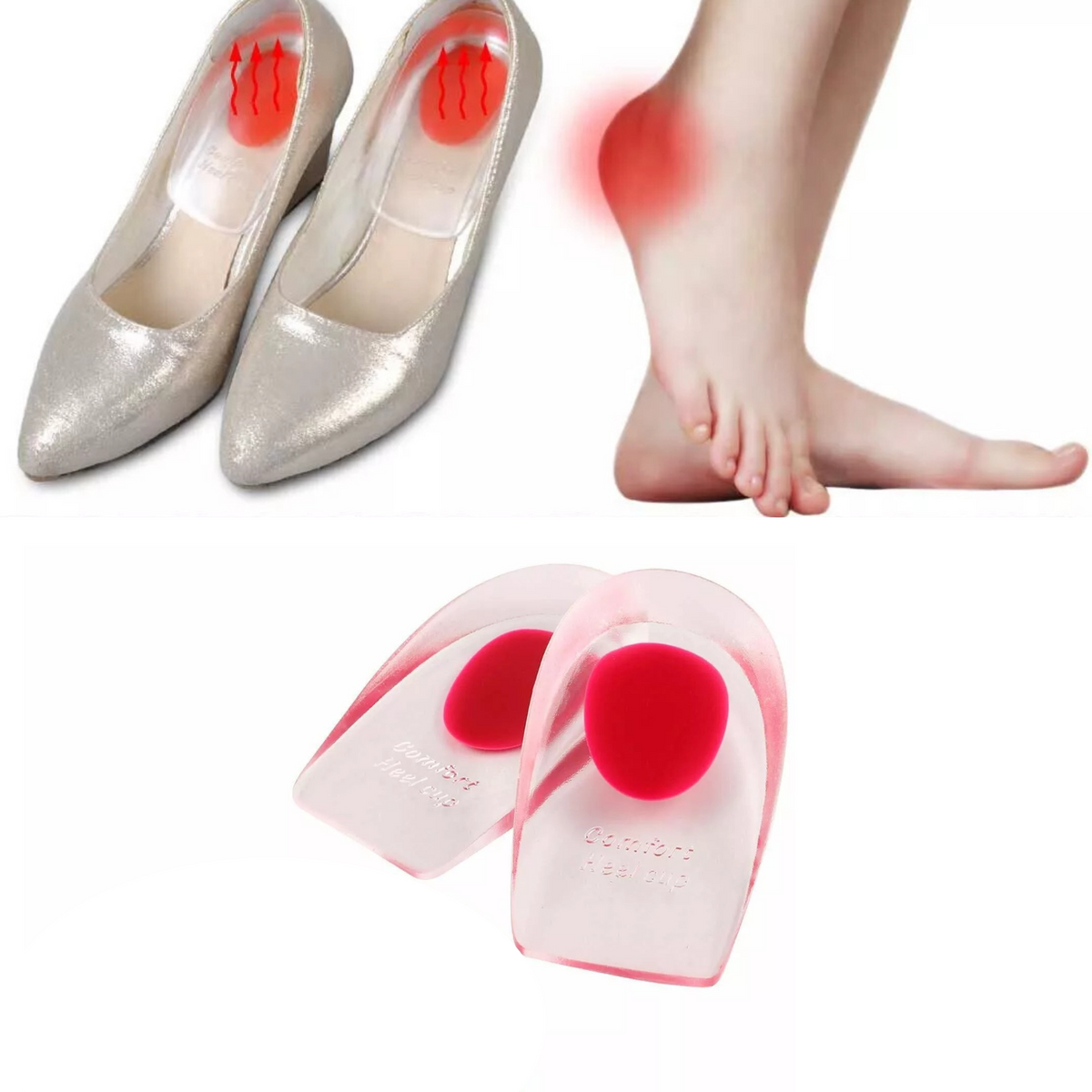 2x Medium Insoles Pad Shoe Cushion Cushion Gel Heel Pain Relief Support