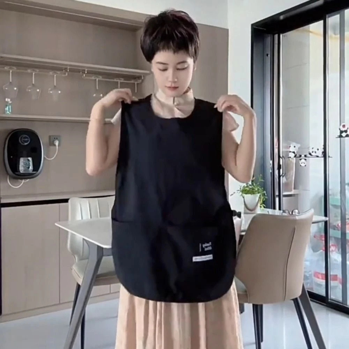 Coffee House Black Apron Breathable Sleeved Uniform Work Wear Protective