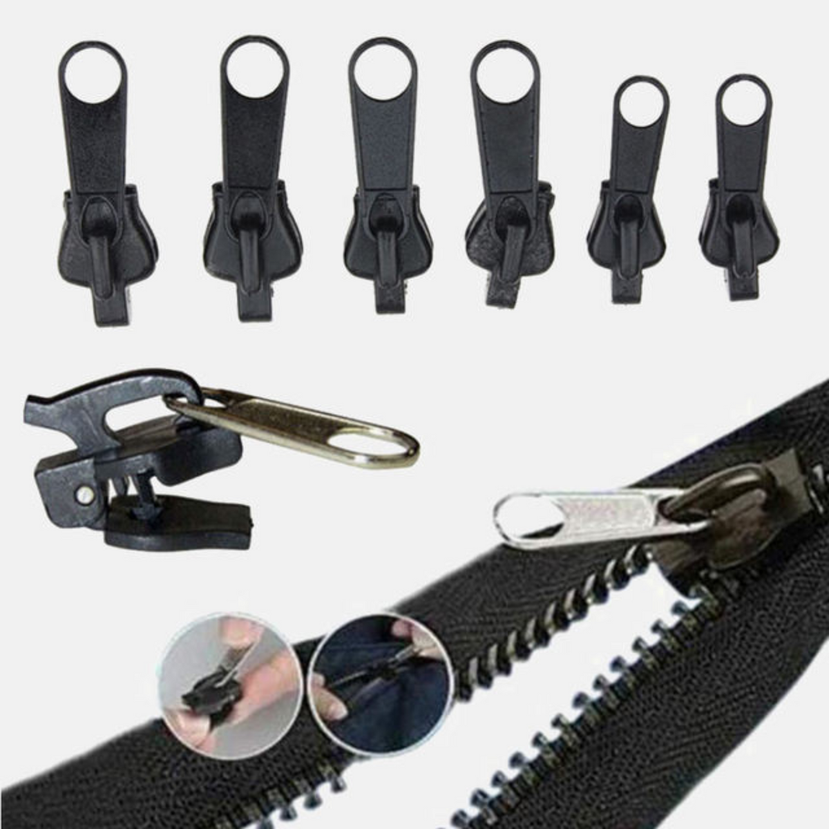 Zipper Repair Replacement Zip 6PCS Universal Instant Fix A Sewing Kit DIY