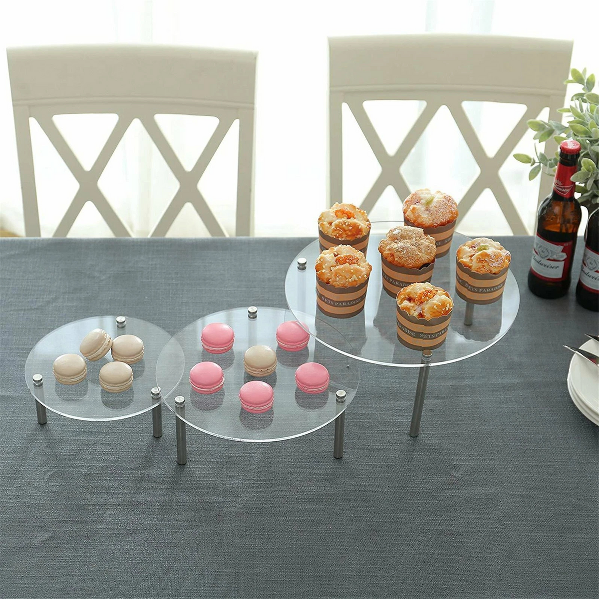 3Tier Round Cupcake Cake Stand Acrylic Clear Stylish Dessert Display
