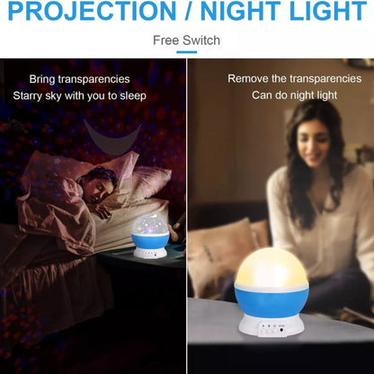 Rotating Lamp Starry Baby Gift Kids Room LED Night Light Star Galaxy Blue