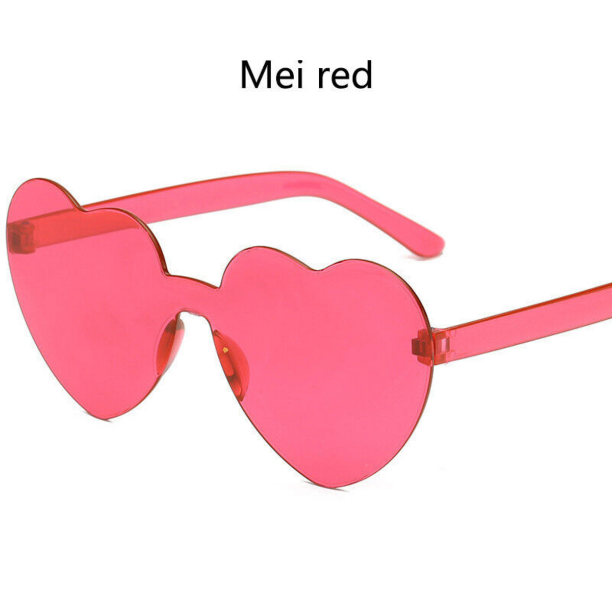 Rose Red Clear Lens Rimless Festival Glasses Love Heart Shape Sunglasses