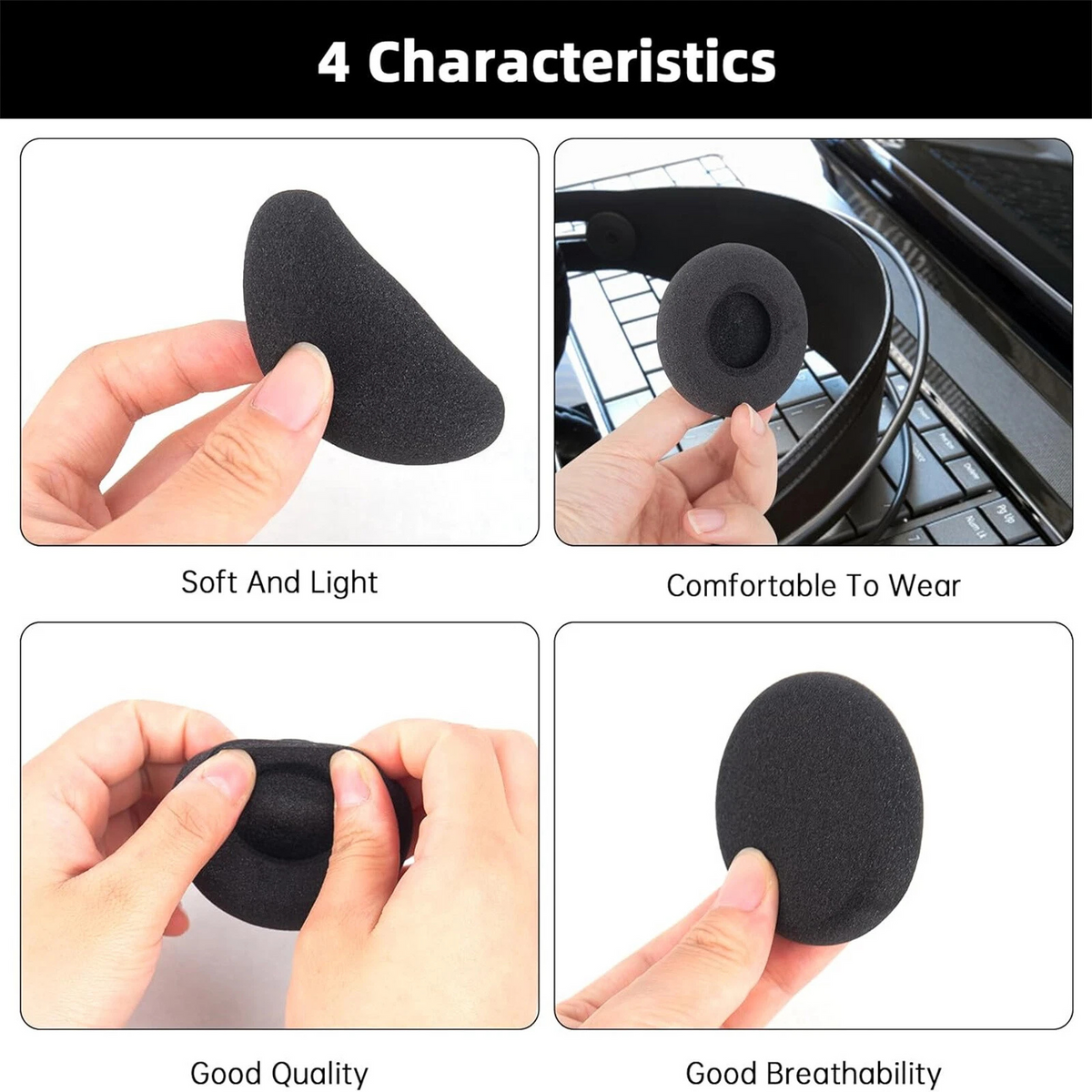 Foam Ear Pads Sponge Covers for Headphones and 5.5cm Audio Devices