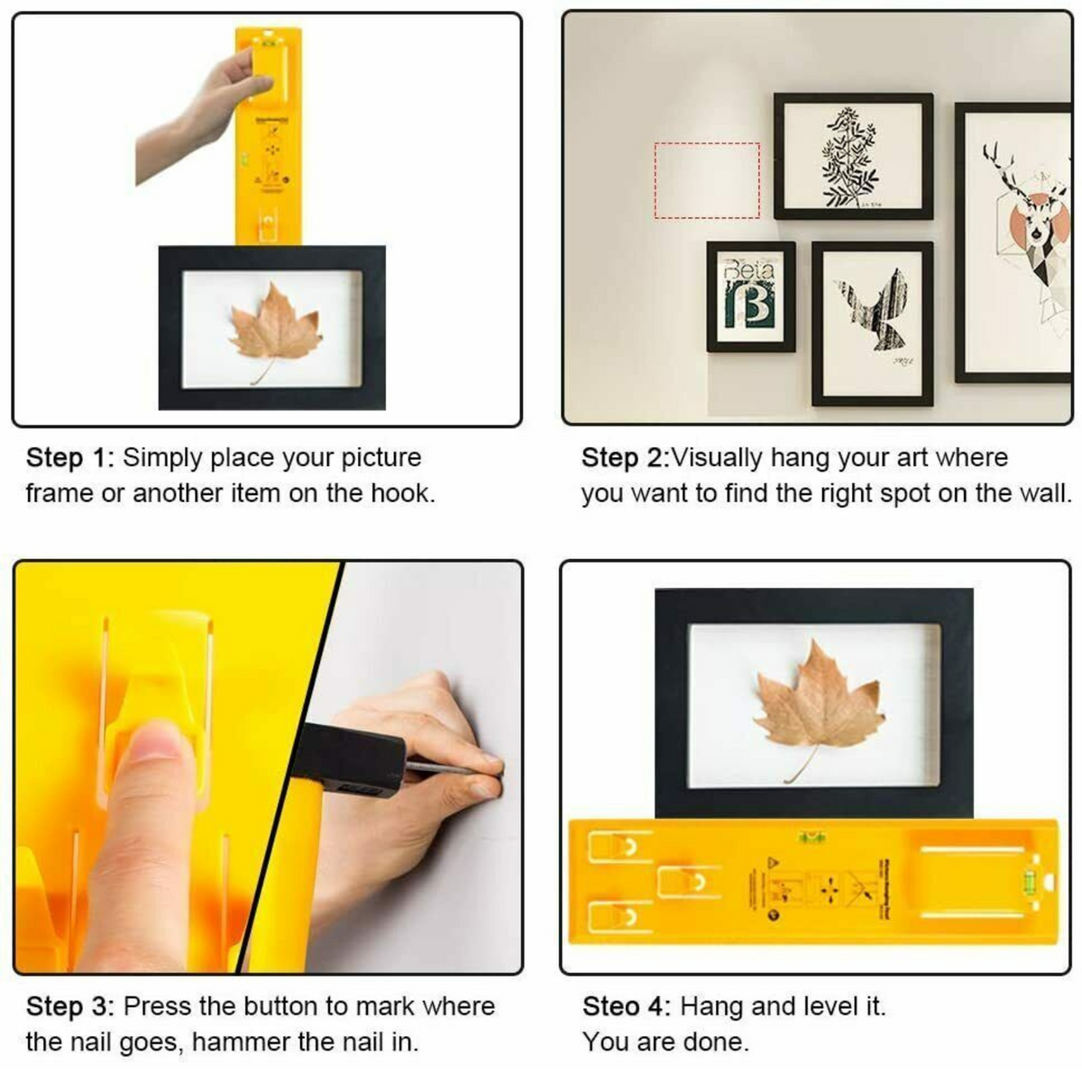 Easy Wall Photo Hanging Level Ruler Picture Hanging Tools Frame Hanger