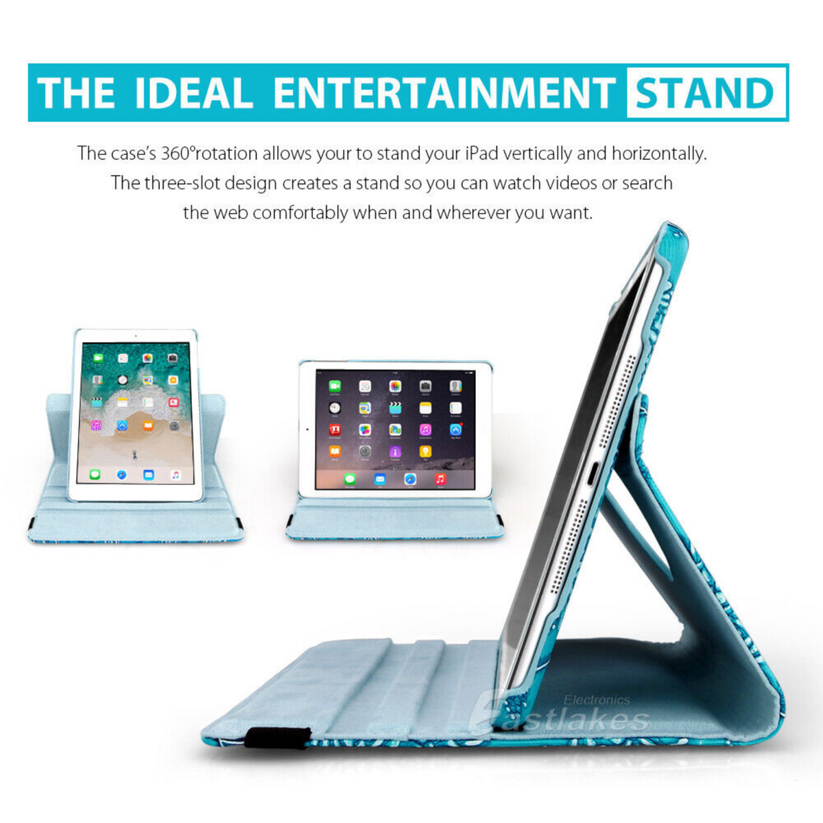 iPad 9th Gen 10.2" 2021 Blue iPad Case Cover Rotate Smart Leather