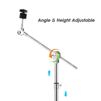 Adjustable Double Braced Crash Splash Mount Holder 2x Cymbal Boom Stand Drum