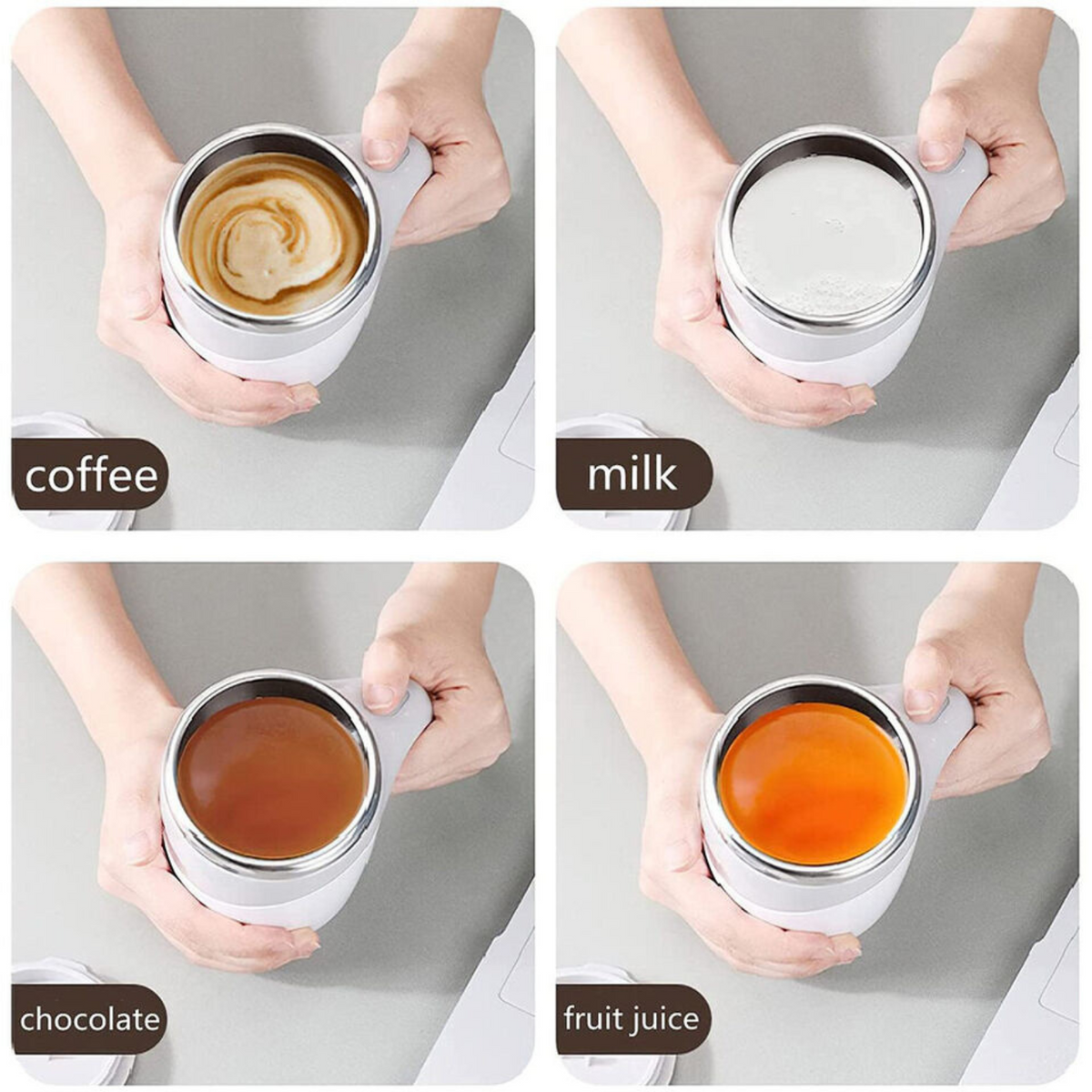 Automatic Electric Coffee Milk Tea Self Stirring Mug Auto Mixing Stir Cup White