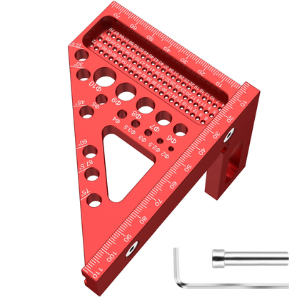 3D Metric Woodworking Ruler Multi Angle Measuring Layout Carpenter Tool Red