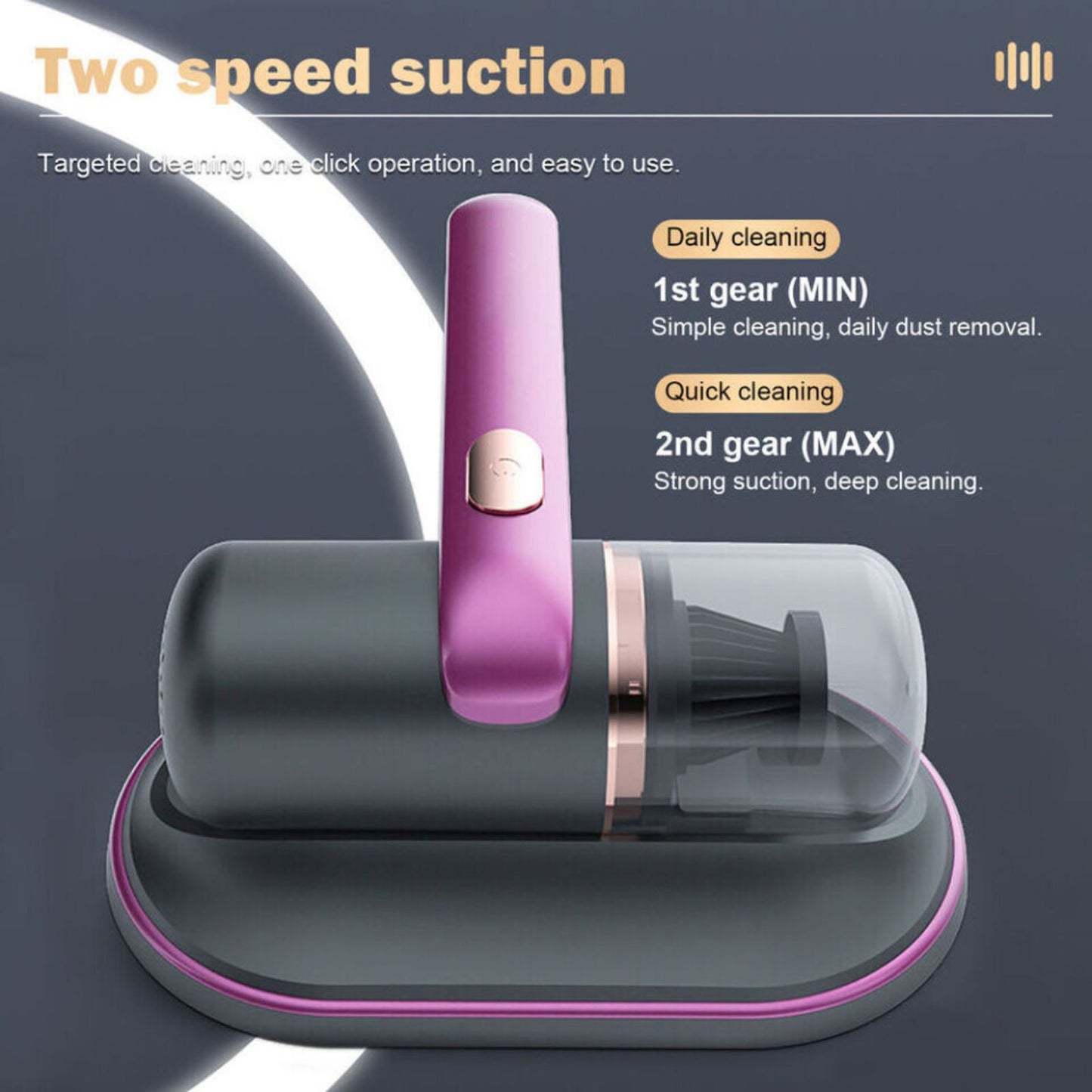 Wireless Dust Mite Remover Purple Handheld Vacuum Cleaner for Mattress Sofa Bed