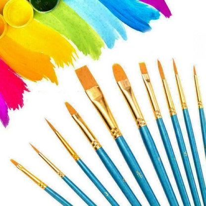 Acrylic Oil Watercolour Kit Blue Paint Brushes Set 10pcs Artist Paint