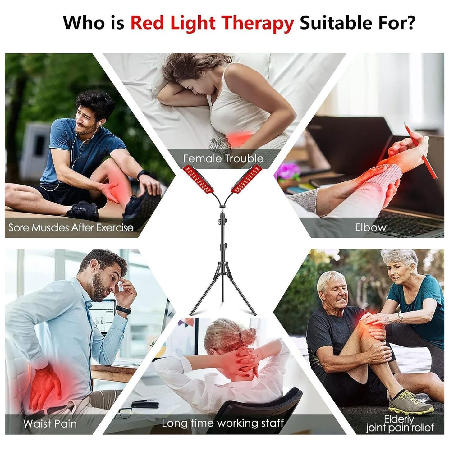 Dual Infrared Lamps 660nm Red and 850nm Near Infrared Therapy Red Light Lamp