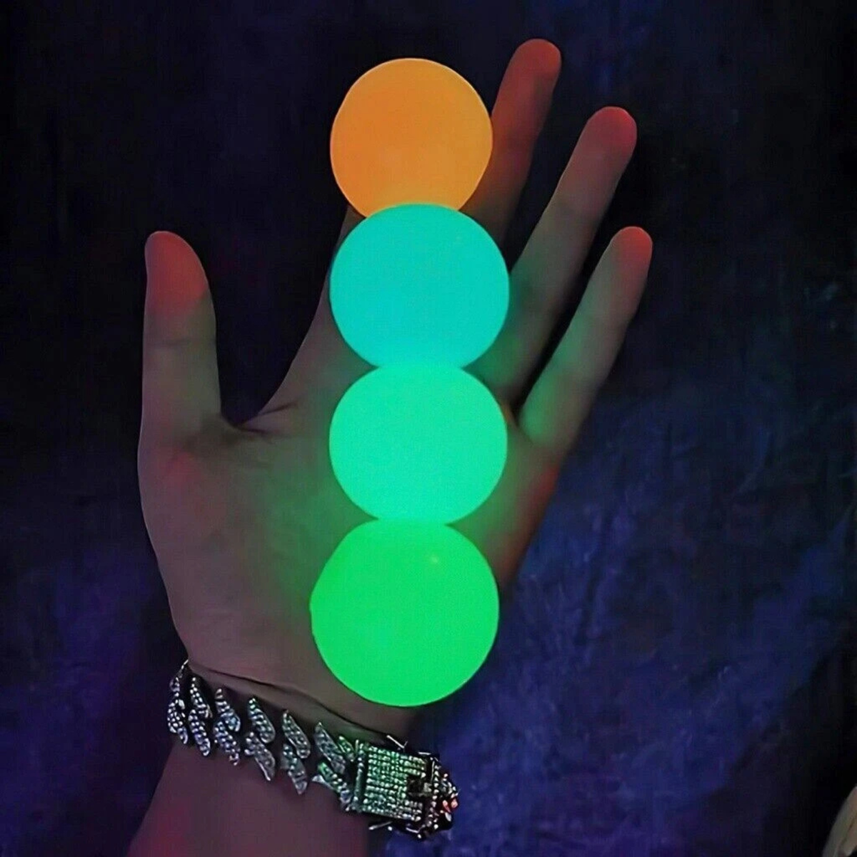 Glow in The Dark Sticky Ceiling Balls Stress Relief Toys Fun 12X