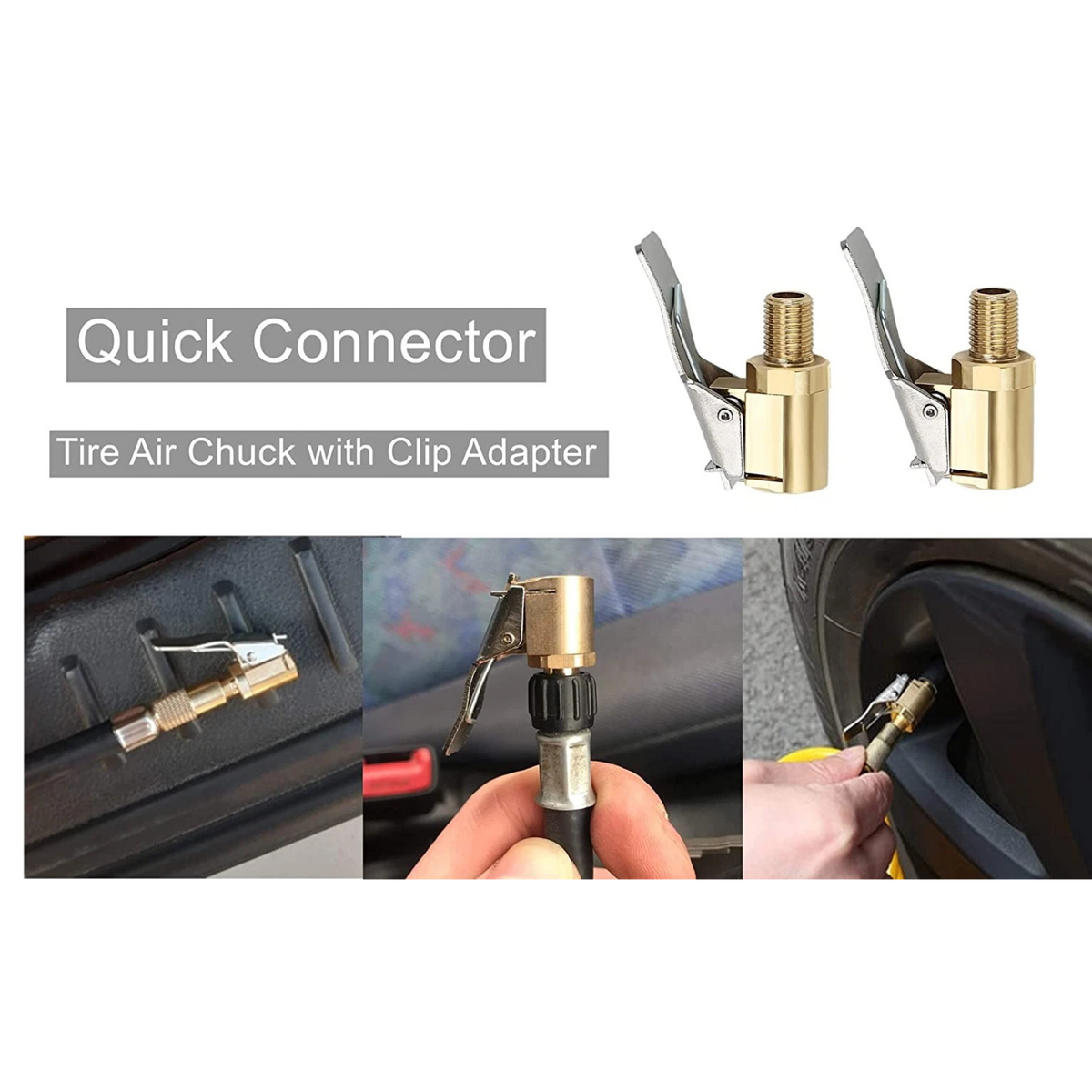 Inflator Pump Valve Clip Connector Adapter 2x 8MM Car Tyre Wheel Tire Air Chuck