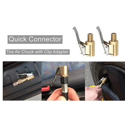 Inflator Pump Valve Clip Connector Adapter 2x 8MM Car Tyre Wheel Tire Air Chuck