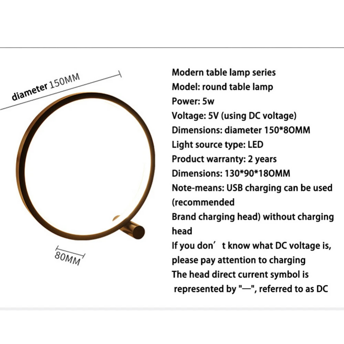 LED Dimmable Ring Desk Table Lamp with Touch Control and Eye Care