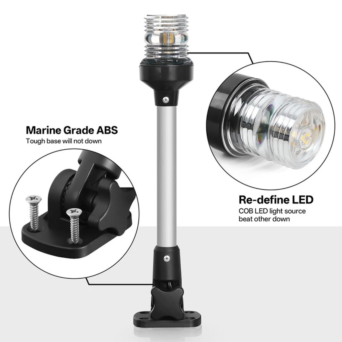 LED 12 Inch Fold Down Boat Stern Anchor Light Marine Fishing Navigation Lamp
