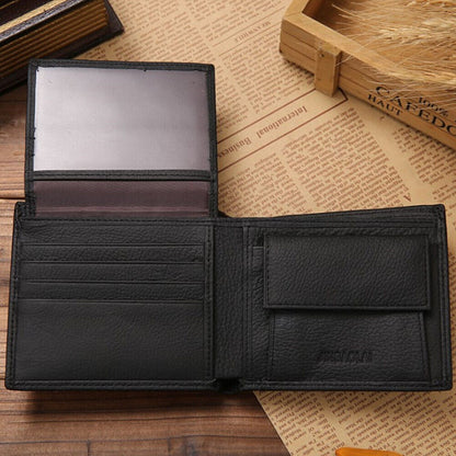 Coin Purse Wallet Genuine Mens Leather Wallet Multiple Card Slots Cowhide Black