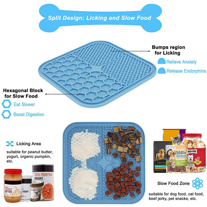 Blue Buster Slow Feeder Silicone Dog Pet Lick Mat Pad Boredom Grooming