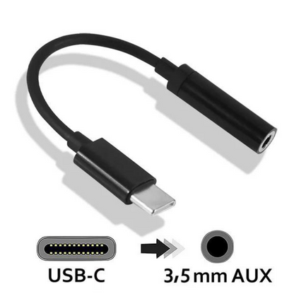 Black USB Type C To 3.5mm Audio Adapter Female Headphone Jack Cable