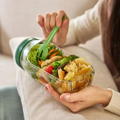 Salad Pod Container Side Opening Portable Food Storage Lunch Carry Box Use