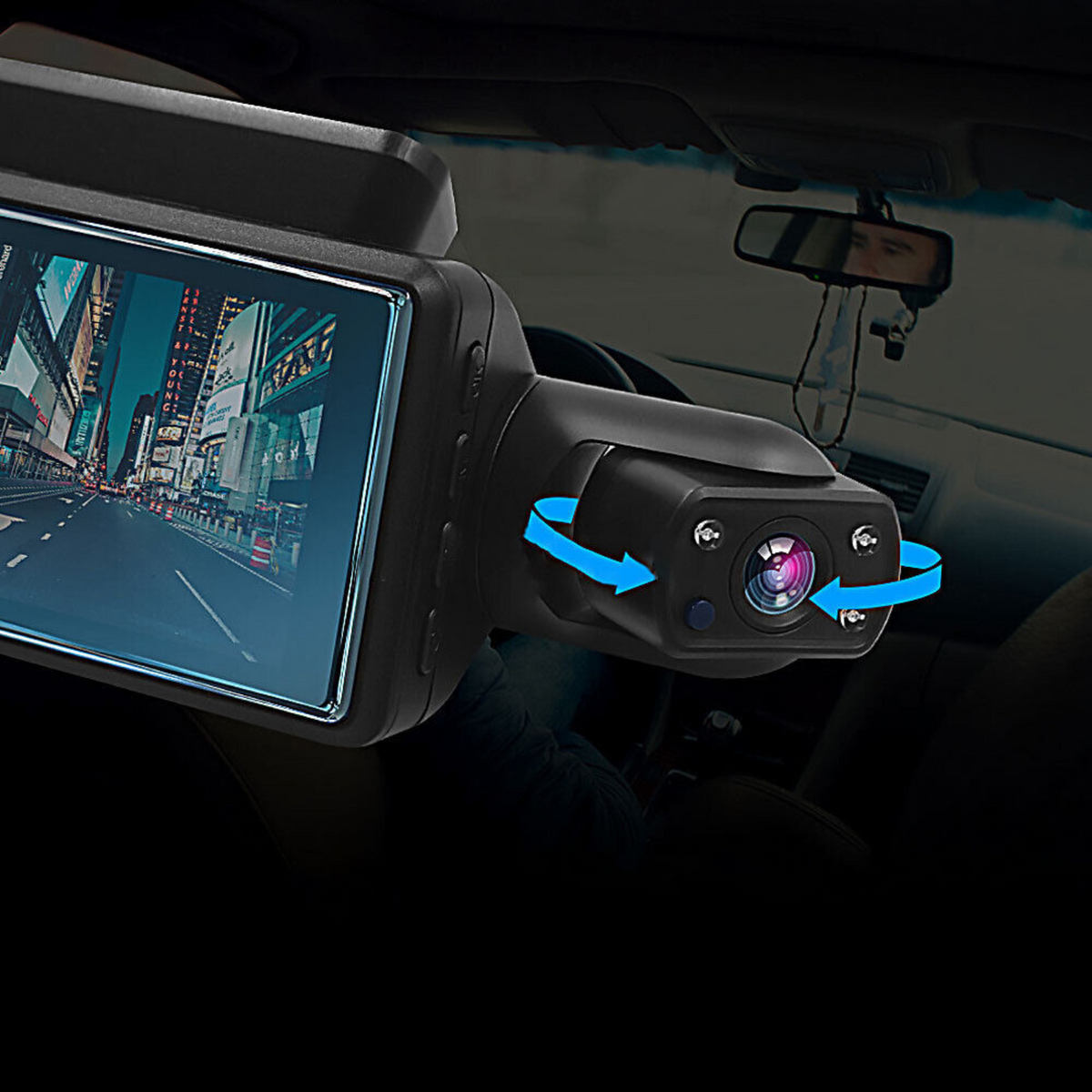 Dash Cam Front And Rear Video Recorder Camera G-Sensor HD 1080P Car DVR 3" Lens