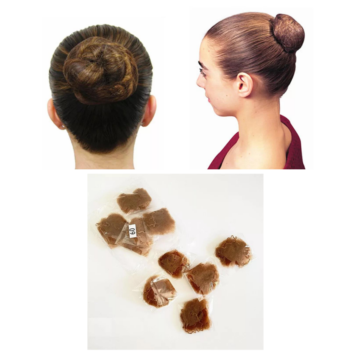 Brown  Edge Mesh Net Bun Cover Hair Net Elastic 20Pcs Ballet Bun Net Invisible
