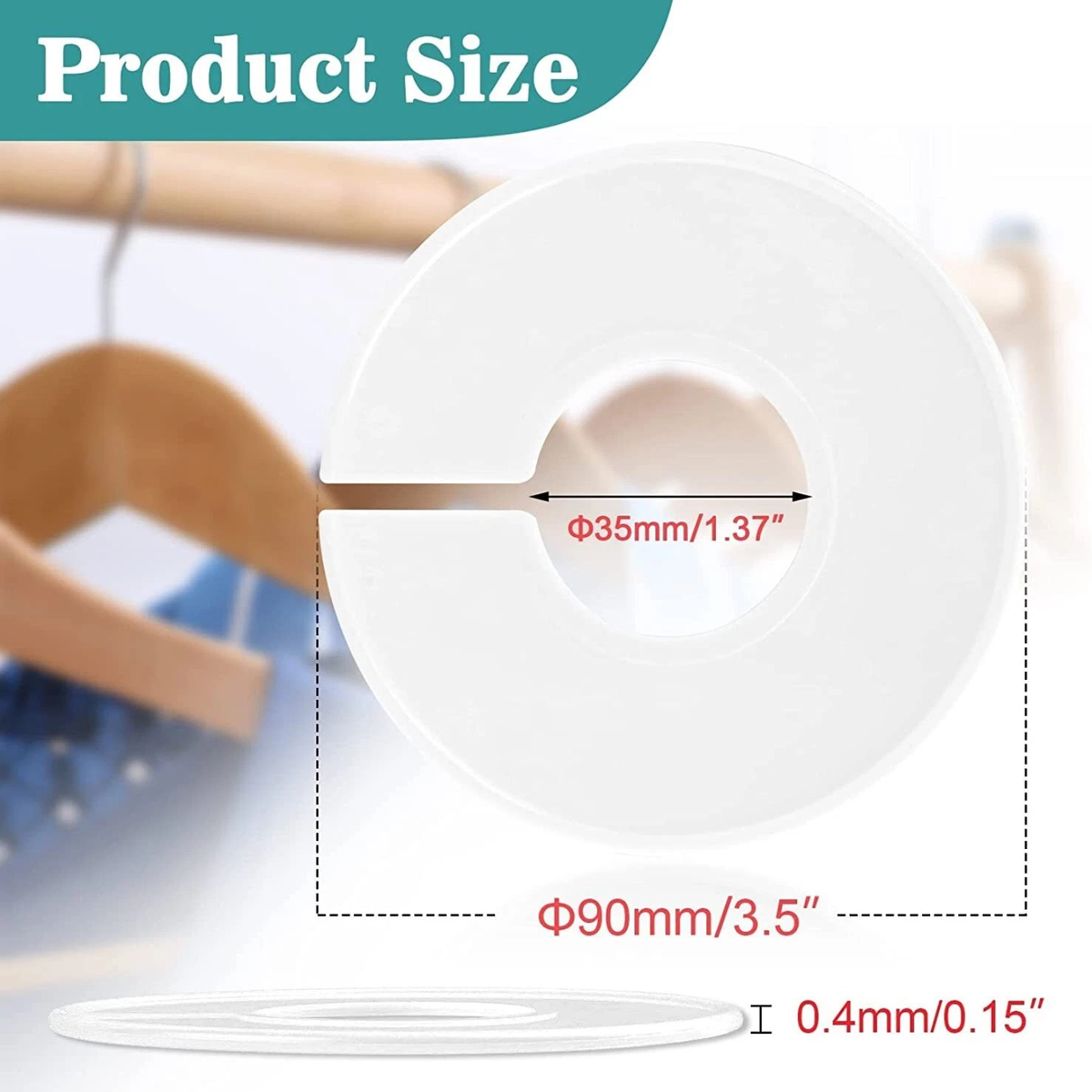 Closet Size Dividers Round Clothing Organizers Blank White Plastic Pack 20x