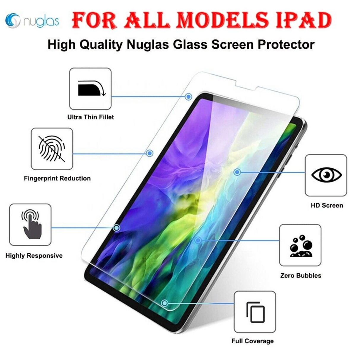 iPad 10.2" 9th 2021 Nuglas Tempered Glass Screen Protector