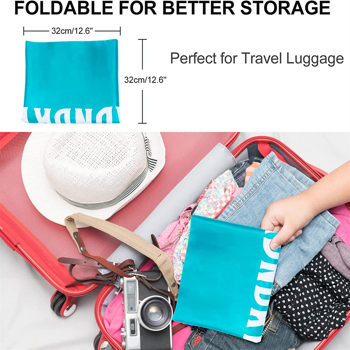 Blue Travel Dirty Clothes Large Laundry Bag Camping Drawstring Closure