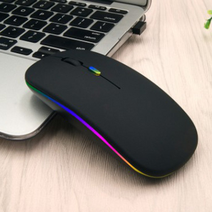Bluetooth 5.1+ 2.4G Cordless Rechargeable Slim Wireless Mouse Laptop PC Black