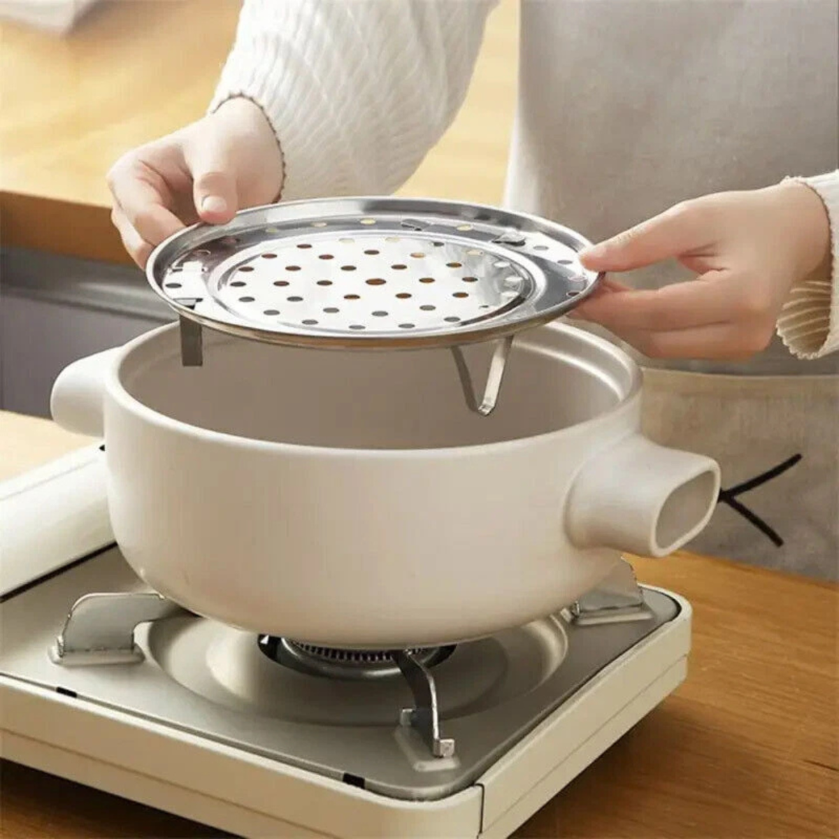 Stainless Steel Steamer Basket Set 3pcs Folding Cooking Tool