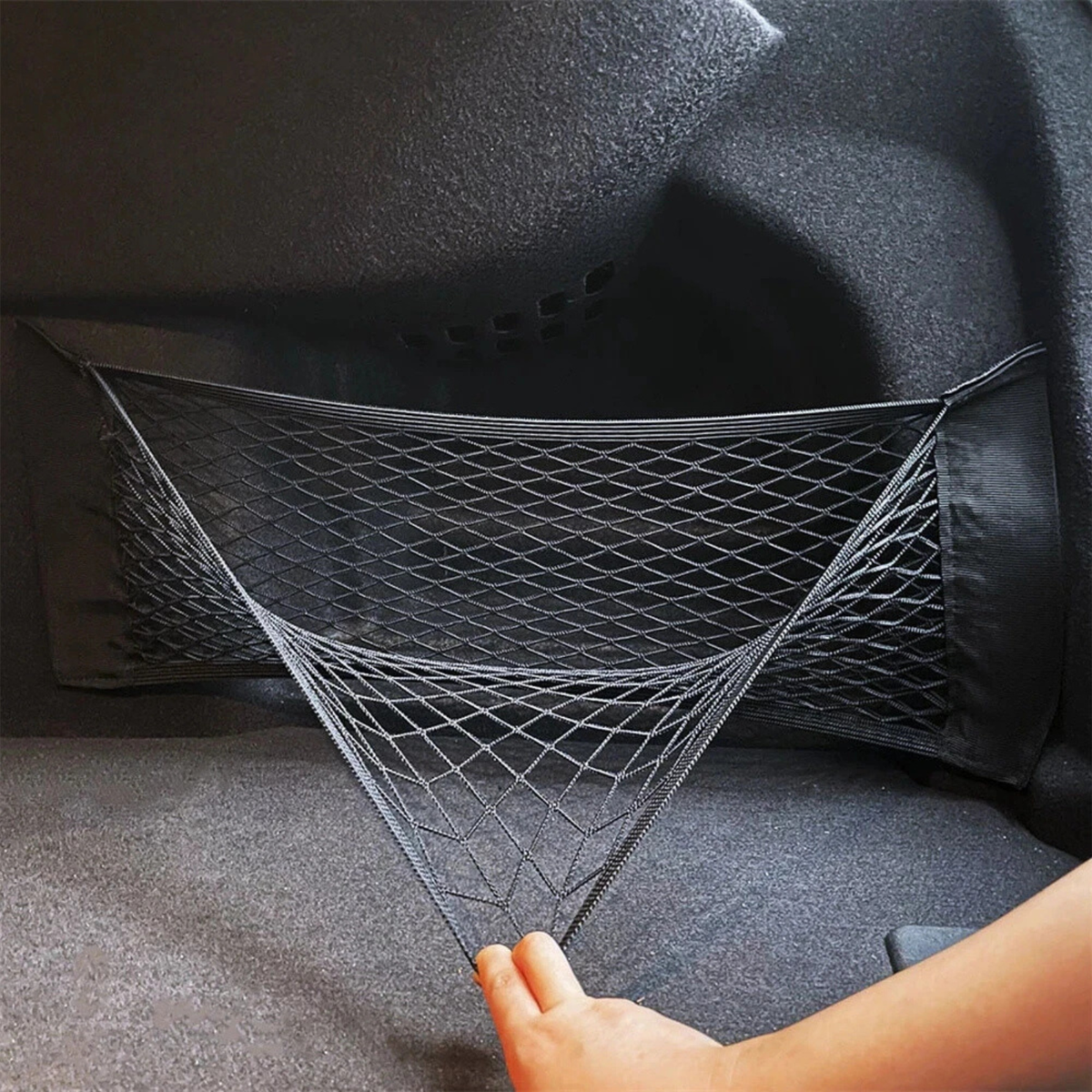 Car Net Storage Bag Rear Seat Cargo Trunk Organizer Elastic Mesh Holder Tidy