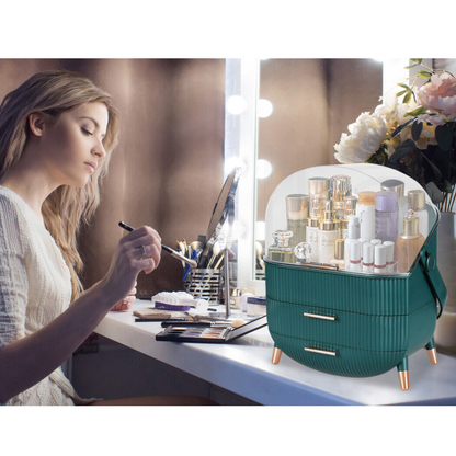 Green Portable Jewelry Drawer Holder Makeup Case Organizer Cosmetic Storage