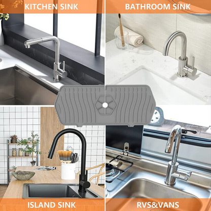 Grey Sink Draining Pad Silicone Faucet Mat For Kitchen Sink Splash Guard