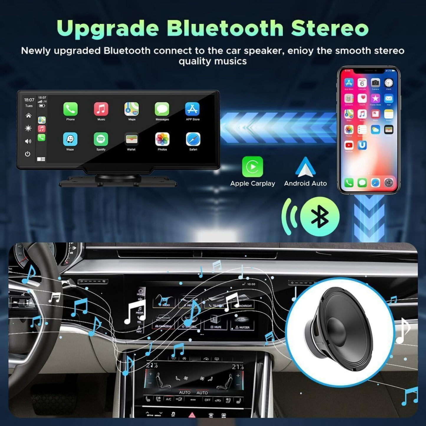 Apple Carplay&Android Auto GPS +Rear Camera 9.26" 2.5K Dash Cam Car Stereo